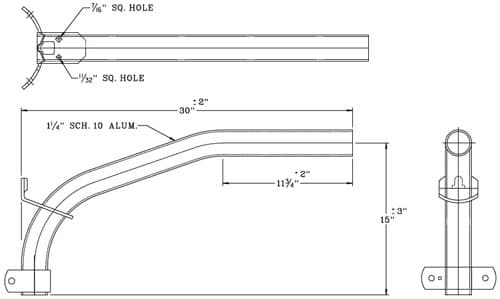 2.6 Foot Cantilever Style Wood Pole Bracket 1.25 Inch Aluminum Pipe ...