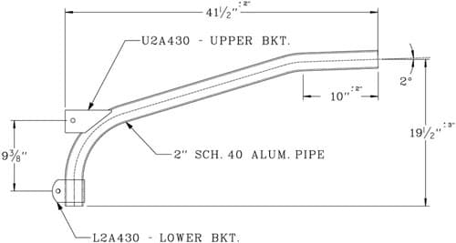 4 Foot Cantilever Style Wood Pole Bracket - 2 Inch Aluminum Pipe ...